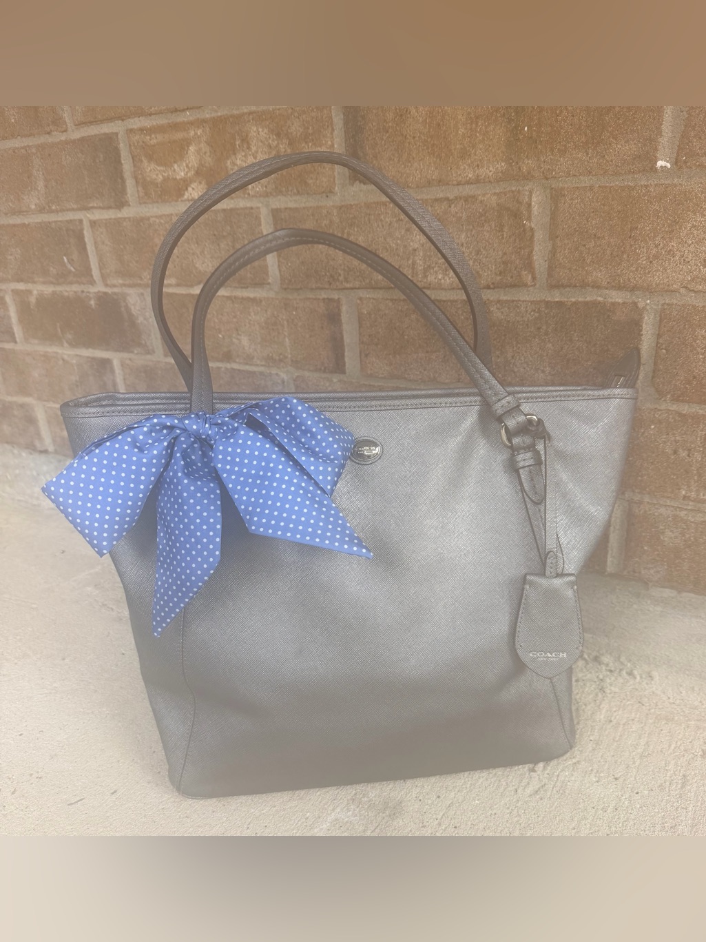 Coach Peyton Zip Tote In Crossgrain Metallic Pewter Leather F27349